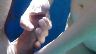 Wife pulling my cock underwater