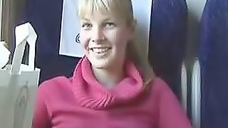 Nasty amateur gives a nice POV blowjob in a bus