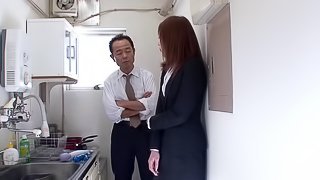 Fantastic slim Japanese MILF gets fucked by her boss