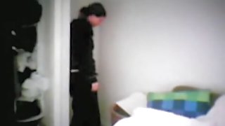 My wife changing after work on the voyeur cam set in room