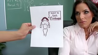 Brunette Teacher Deepthroats and Fucks a Student