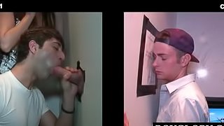 Gloryhole gay teen filling his mouth with hard dick