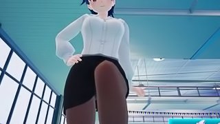 Gal*Gun 2 Teacher Footjob & Ballbusting