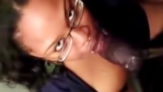 Cumshot on chubby black girl