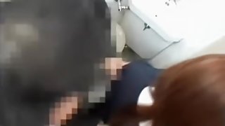 Horny Japanese lovers had rough shagging in a toilet