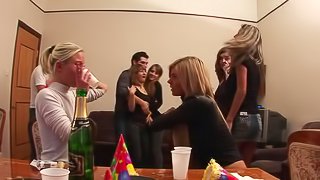 Babes gone wild in group sex party