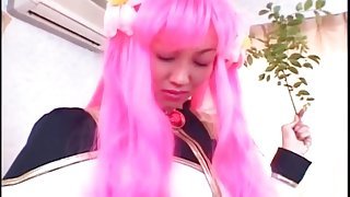 Japanese cosplay girl gets her tits sucked on