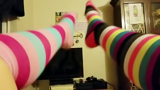 Sexy Whore Bitch Shows off Sexy Socked Feet