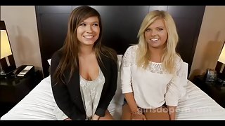 Pair of immature gals party with sex toy