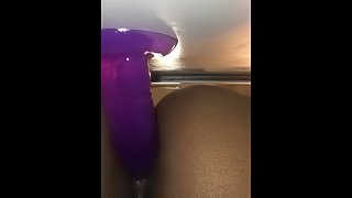 Ebony BBW enjoys anal stretching with large big thick 8 inch dildo