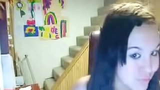 Cute brunette masturbating her pussy for the webcam