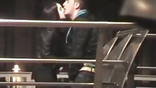 Amateur couple caught masturbating and handjob in public